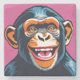 Dessous-de-verre En Pierre Mignonne Chimpanzée rit