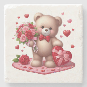 Dessous-de-verre En Pierre Mignonne Valentine's Day Teddy Bear