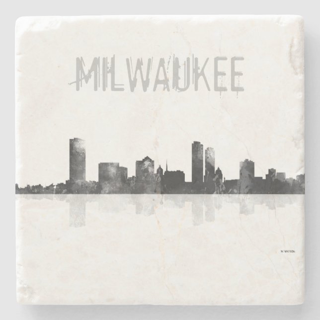 DESSOUS-DE-VERRE EN PIERRE MILWAUKEE, HORIZON DE WISCONSON (Devant)