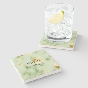 Dessous-de-verre En Pierre Mint Green Gold Cowhide