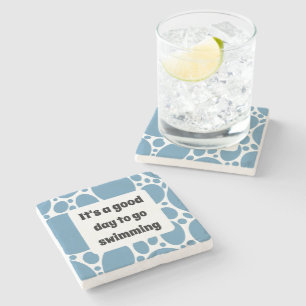 Dessous-de-verre En Pierre Modèle texte et motif bleu