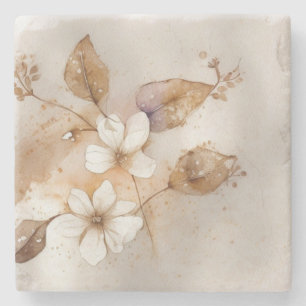 Dessous-de-verre En Pierre Moderne Florale Organique Luxe Silencieux