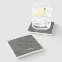 Moderne Monogramme Gris Personnalisé