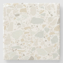 Dessous-de-verre En Pierre Moderne Simple Terrazzo Carrelage blanc