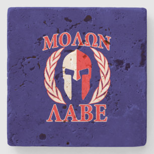 Dessous-de-verre En Pierre Molon Labe Casque Spartan Laurels Guerrier Graphiq