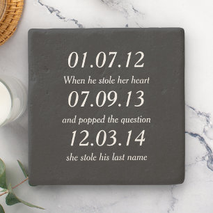 Dessous-de-verre En Pierre Moments Romantiques Dates Personnalisées Mariage S