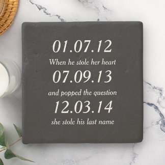 Dessous-de-verre En Pierre Moments Romantiques Dates Personnalisées Mariage S