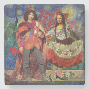 Dessous-de-verre En Pierre Mona Lisa Romantic Funny Art coloré