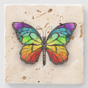 Dessous-de-verre En Pierre Monarque papillon arc-en-ciel