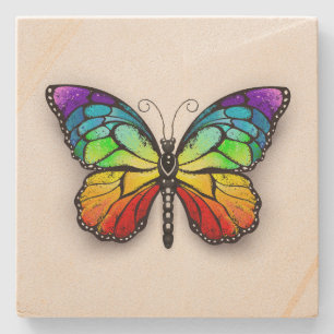Dessous-de-verre En Pierre Monarque papillon arc-en-ciel