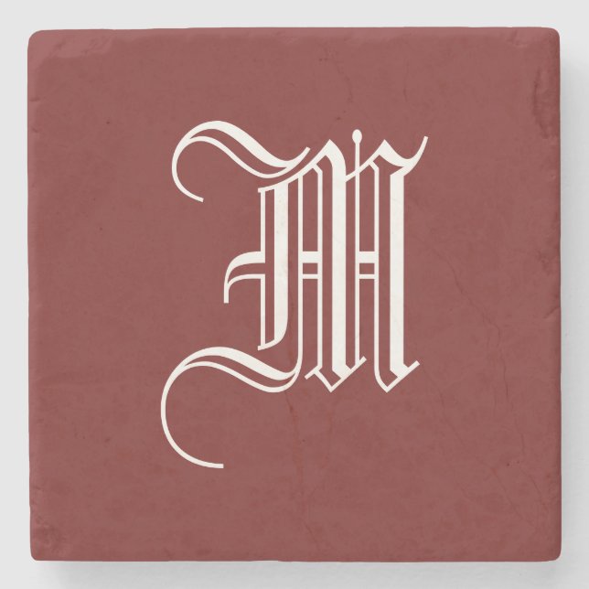 DESSOUS-DE-VERRE EN PIERRE MONOGRAMME (Devant)
