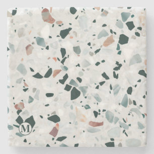 Dessous-de-verre En Pierre Monogramme Abstrait Terrazzo Motif