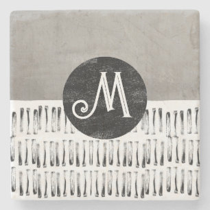 Dessous-de-verre En Pierre monogramme amusant motif gris et blanc artistique