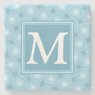 Dessous-de-verre En Pierre Monogramme ange bleu cercles motif