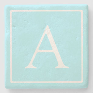 Dessous-de-verre En Pierre Monogramme bleu ciel simple