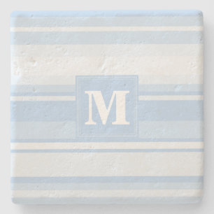 Dessous-de-verre En Pierre Monogramme Bleu rayures