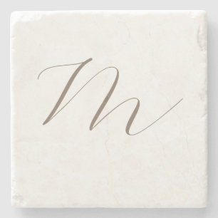 Dessous-de-verre En Pierre Monogramme calligraphie Plaque unique moderne