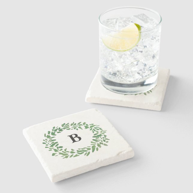Dessous-de-verre En Pierre Monogramme de couronne d'accueil (Côté)