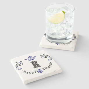 Dessous-de-verre En Pierre Monogramme de couronne 'R'