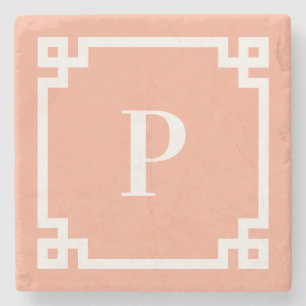 Dessous-de-verre En Pierre Monogramme de la bordure de la pêche et de la clé