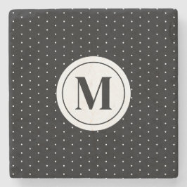 Dessous-de-verre En Pierre Monogramme de Motif de points Polka noir et blanc