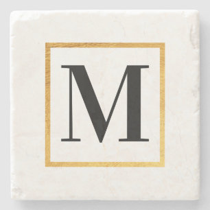 Dessous-de-verre En Pierre Monogramme d'or