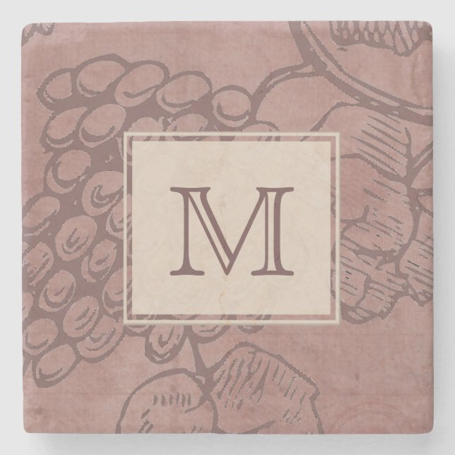 Dessous-de-verre En Pierre Monogramme du cépage de Bourgogne (Devant)