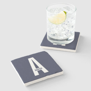 Dessous-de-verre En Pierre Monogramme et nom personnalisés modernes