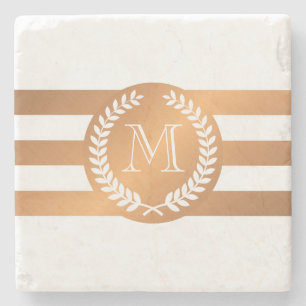 Dessous-de-verre En Pierre Monogramme Golden Laurel Wreath