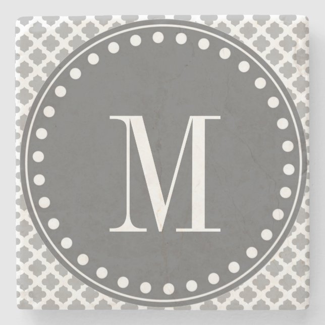 Dessous-de-verre En Pierre Monogramme gris foncé (Devant)