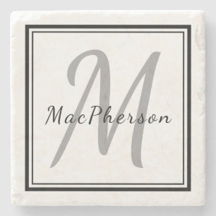 Dessous-de-verre En Pierre Monogramme Marbre de nom personnalisé