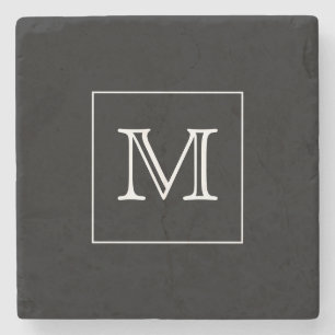 Dessous-de-verre En Pierre Monogramme noir et blanc