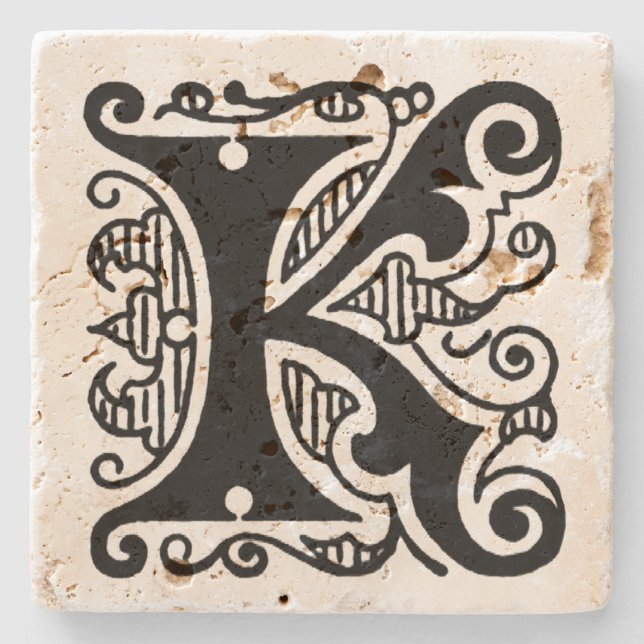 Dessous-de-verre En Pierre Monogramme orné 'K' (Devant)