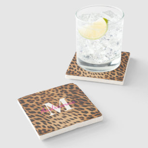 Dessous-de-verre En Pierre Monogramme Poster de animal léopard