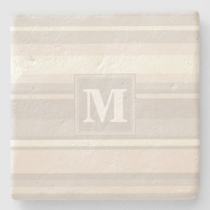 Dessous-de-verre En Pierre Monogramme rayures beiges