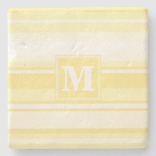 Dessous-de-verre En Pierre Monogramme rayures jaunes citron