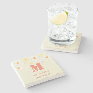 Dessous-de-verre En Pierre Monogramme Retro Daisy