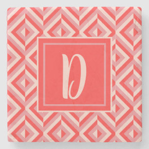 Dessous-de-verre En Pierre Monogramme rouge Motif diamant à trois tons