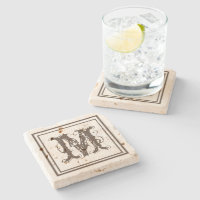 Monogramme vieilli Rustique en Pierre Perdue