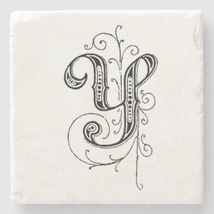 Dessous-de-verre En Pierre Monogramme Vintage "Y"