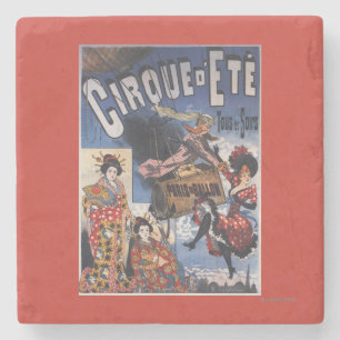 Dessous-de-verre En Pierre Montgolfière et affiche japonaise de dames