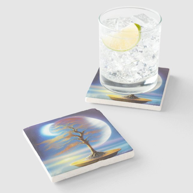 Dessous-de-verre En Pierre Moonscape bonsai (Côté)
