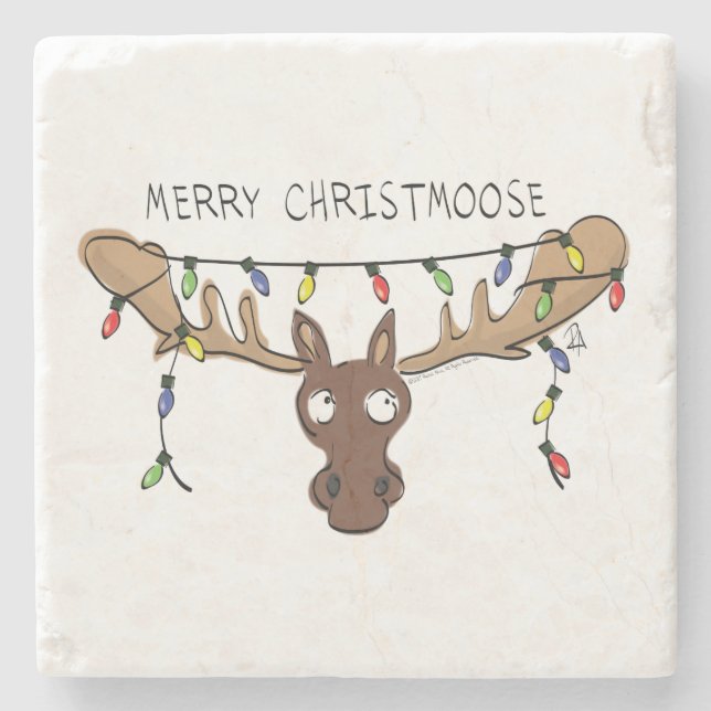 Dessous-de-verre En Pierre Moose Cute Funny Noël (Devant)