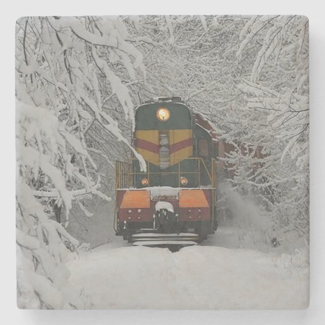 Dessous-de-verre En Pierre Moteur de train diesel classique (Devant)