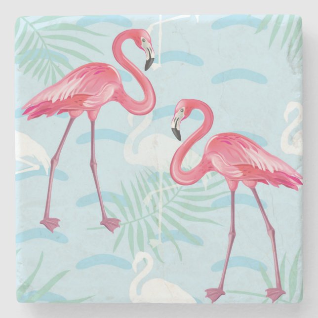 Dessous-de-verre En Pierre Motif 2 de Flamant rose (Devant)