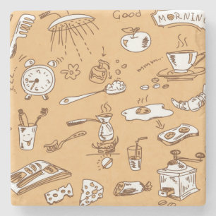 Dessous-de-verre En Pierre Motif 2 de petit déjeuner