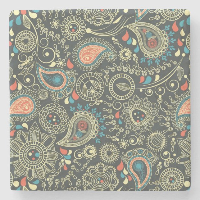 Dessous-de-verre En Pierre Motif 3 de Paisley (Devant)