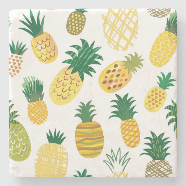 Dessous-de-verre En Pierre Motif à la mode d'ananas (Devant)