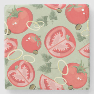 Dessous-de-verre En Pierre Motif abstrait avec la tomate