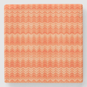 Dessous-de-verre En Pierre Motif abstrait de textile de zigzag de rouge